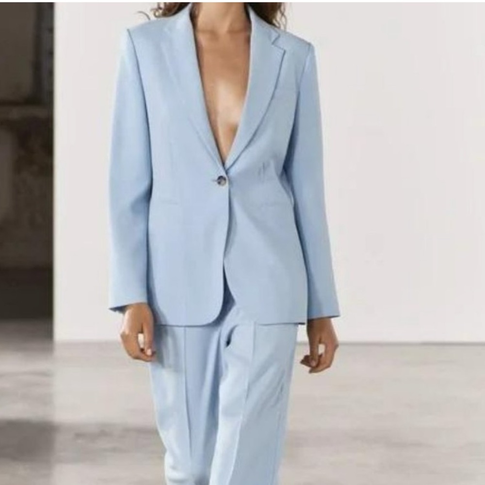 Zara Light Blue Blazer Suit Jacket